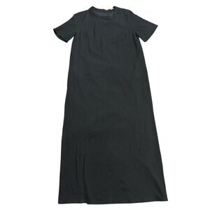 Polagram Long Black Dress Short Sleeve‎ Slit Size Small